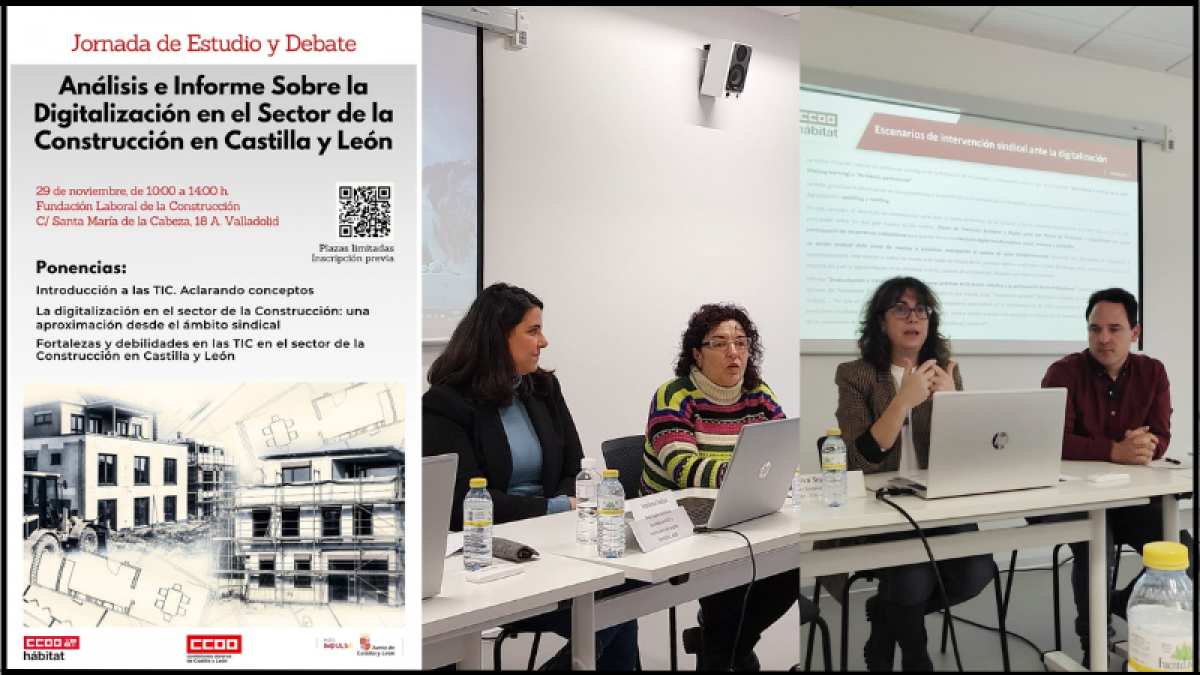 CCOO del Hbitat en la Jornada "Anlisis e informe sobre la digitalizacin en el sector de la construccin en Castilla y Len", celebrada en la sede de la FLC de Valladolid