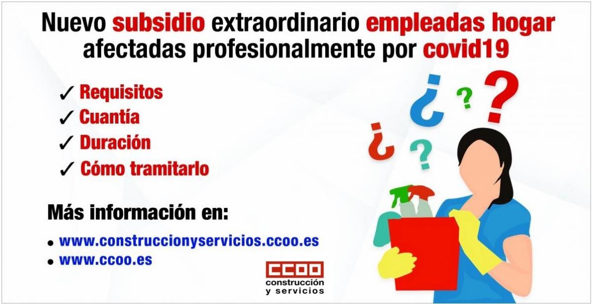 Nuevo subsidio extraordinario para empleadas hogar afectadas profesionalmente por COVID19