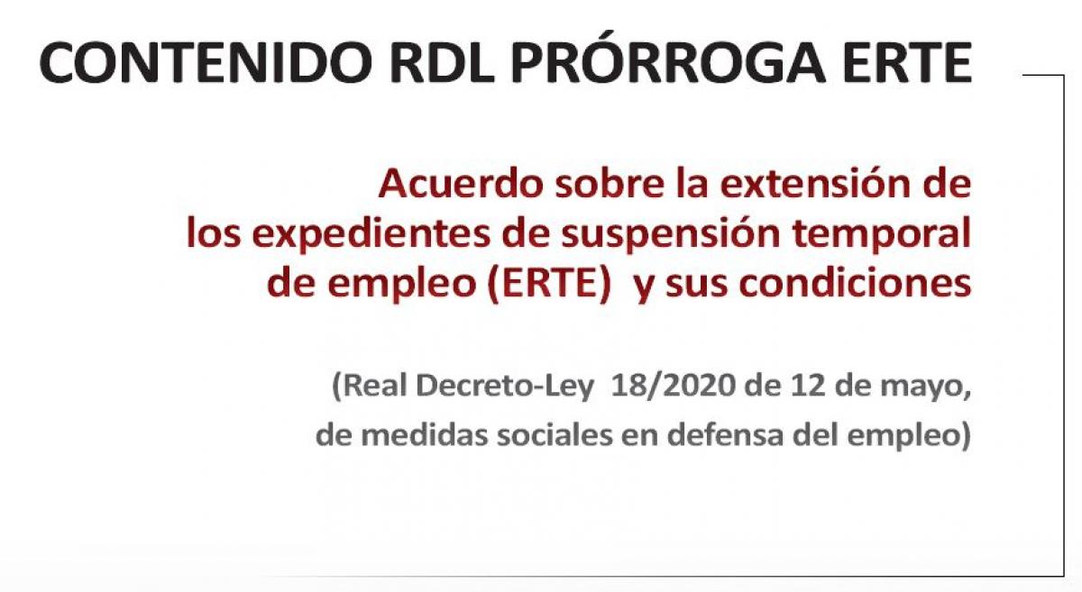 CCOO publica un resumen del contenido del RDL de la prrroga de los ERTE